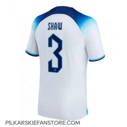 Tanie Strój piłkarski Anglia Luke Shaw #3 Koszulka Podstawowej MŚ 2022 Krótkie Rękawy